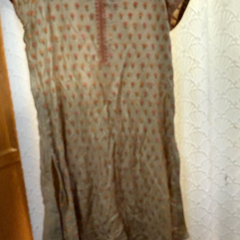 Pakistan handmade embroidered and beaded Patterned Dress with Red Accents